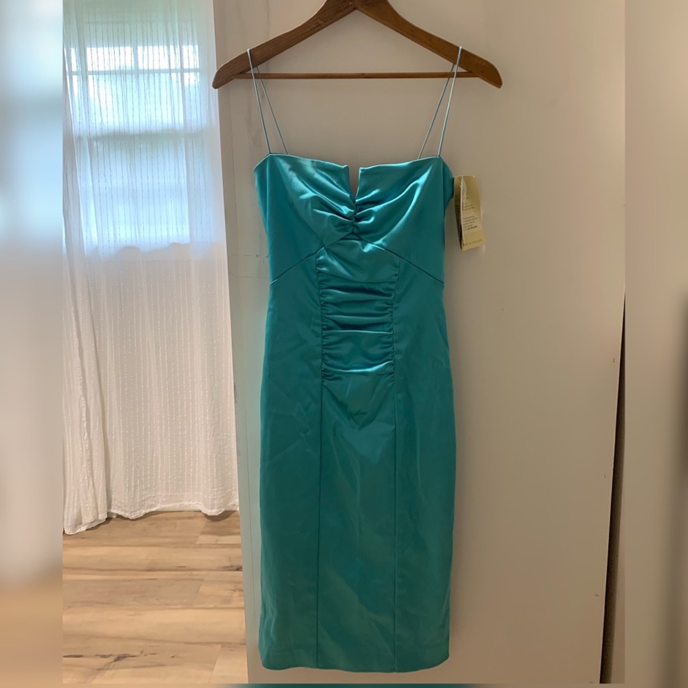 Teal Nicole Miller Satin Dress (Size 2)
